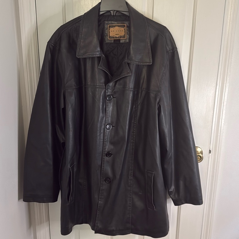 Arizona Jean company men’s faux leather jacket, quilted inside lining
